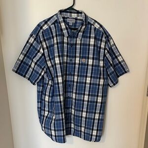 Carhartt Men's Casual Blue and White Plaid Shirt